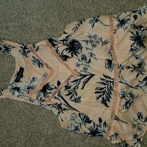Coral and navy floral tank top